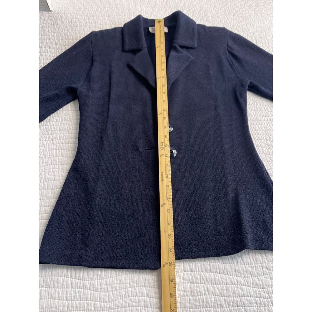 Vintage St. John Sportswear Classic Knit Jacket Blazer SZ P Button Collared Navy - Picture 12 of 12